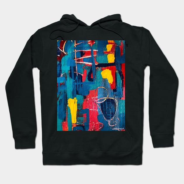 Crazy Indigo Abstract Hoodie by Leslie Pino Durant